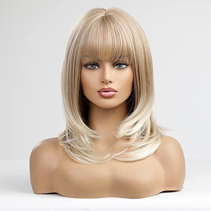 DILLARDS Alanhair Blonde Wigs For Women,Haircube Shoulder-Length Wigs With Bangs Synthetic Hair Layered Wigs Heat Resistant Fibre - Image 4